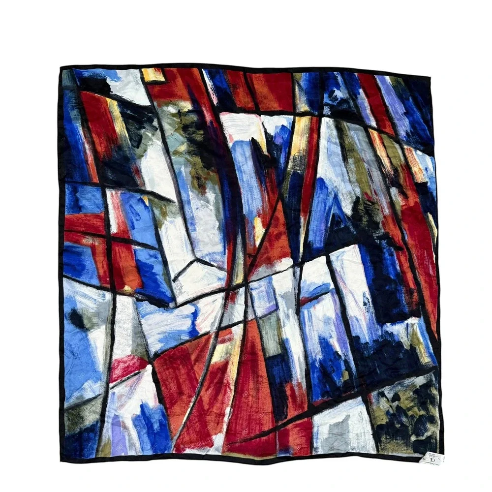 Vintage Echo CBS Silk Scarf Abstract Geometric Stained Glass Print Made in Japan